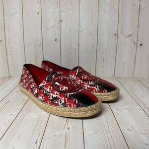 Louis Vuitton Postcard Espadrilles Flats Red Multicolor Sz 36 / 6